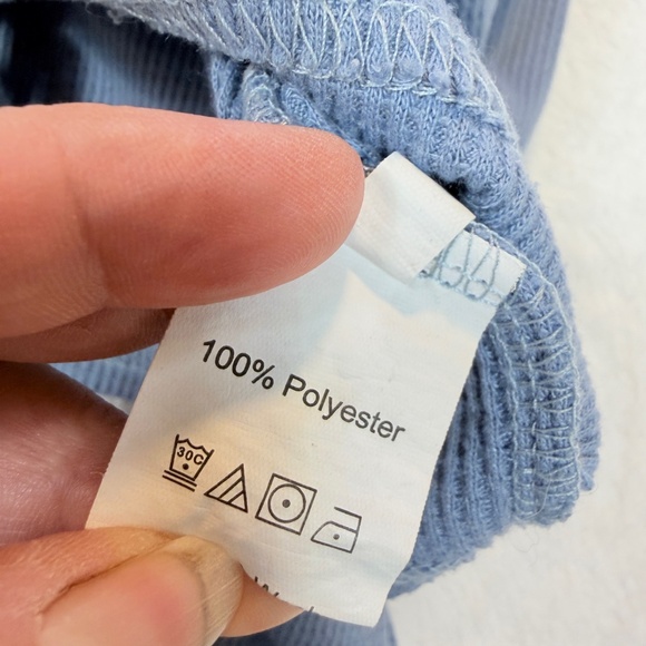 Shein Cropped Top Womens Size Small Periwinkle Blue Long Sleeve Scrunch Front V- - Picture 4 of 8